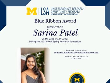 2021 UROP Spring Symposium Blue Ribbon IG 1 